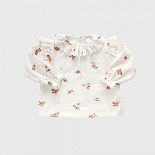 Bluzka prążkowana z falbankami (Eternal roses wilde beżowa)