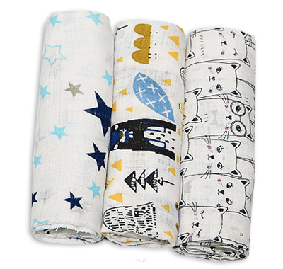 Pieluszki pieluchy tetrowe 3 sztuki (zestaw G)