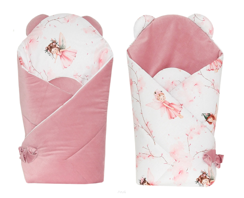 Rożek becik niemowlęcy VELVET (róż puder + wróżka)