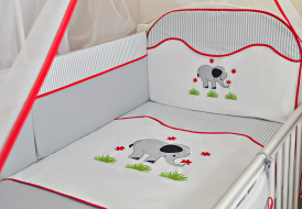 6 el.Pościel do łóżeczka 120x90 "PASKI"  (słonik)