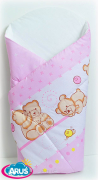 Rożek becik usztywniony zapinany na rzep (różowy teddy1)