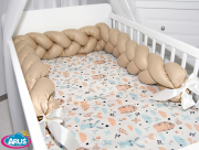 3 el.Pościel do łóżeczka 120x90 "Nature&Flowers" (jeżyki beżowe +beżowy warkocz)