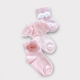 Zestaw 3 par skarpetek 0-3m (pudrowy róż)