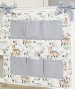 Przybornik na łóżeczko "KOKARDKA" (popielata wiewiórka+popiel)