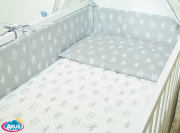 ARUŚ 5 el. pościel do łóżeczka 120*90 (123-popielate korony na bialym tle)