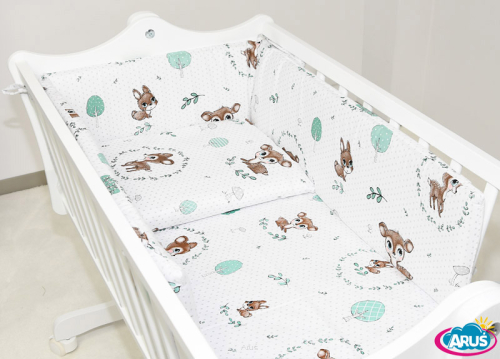 3 el. pościel do kołyski  (wianuszki zielone)