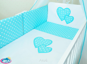 4 el.Pościel z aplikacją 120x90 "Grochy" (turkus biały)