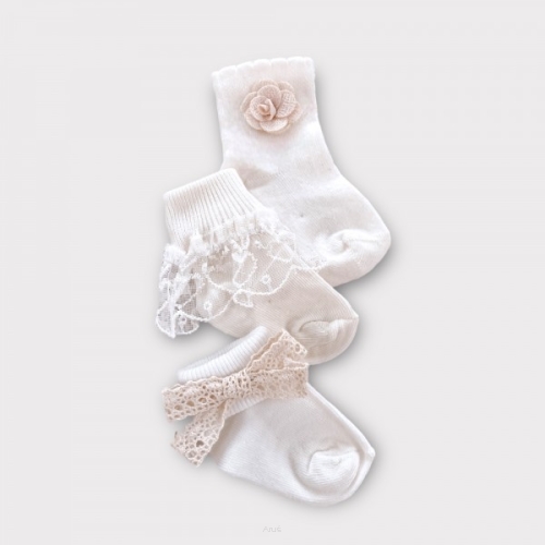 Zestaw 3 par skarpetek 0-3 (tinkerbell śmietankowe)