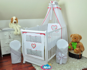 9 el.Pościel z aplikacją 120x90 "Grochy" (popielato czerwona)