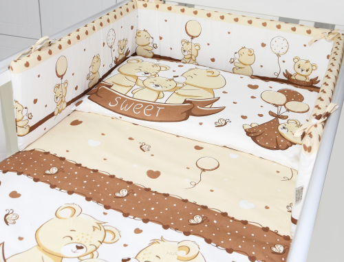 ARUŚ 5 el. pościel do łóżeczka 120*90 (180-beżowe misie sweet)