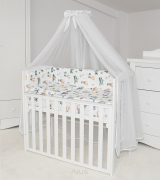 10el. Łóżeczko opuszczany bok TOBIASZ 100x50 kolor biały + materac + posciel