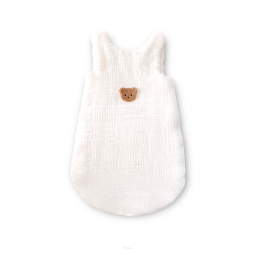 Śpiworek niemowlęcy do spania muślinowy ocieplany (latte little teddy)