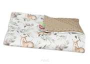 Koc kocyk pled pledzik MINKY 75x100 (brązowy +popielata wiewiórka)