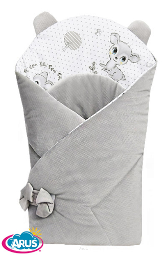 Rożek becik niemowlęcy VELVET (popiel +wianuszki popielate)