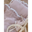 Pościel do wózka / kołyski / kosza mojżesza muślinowa z koronką (powder pink) - 5
