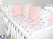 8 el.Pościel do łóżeczka 120x90 "MODUŁOWA" (brzoskwiniowe małe słoniki + róż pudrowy)