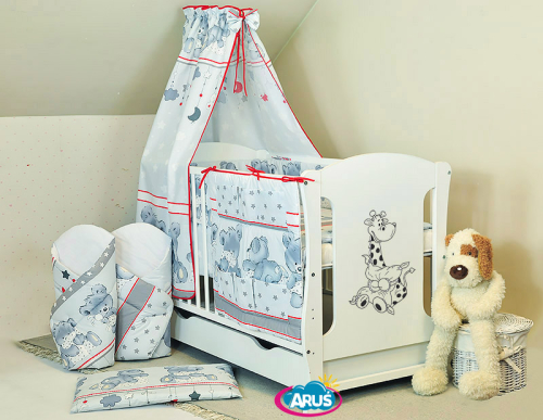 ARUŚ 4 el. pościel do łóżeczka 120*90 (117-popiel  mis z podusia)