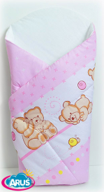 Rożek becik niemowlęcy zapinany na rzep (rozowy teddy1)