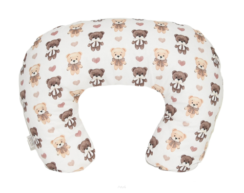 Poduszka do karmienia rogal fasolka (beżowy miś z kokardką)