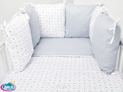 2 el.Pościel do łóżeczka 120x90 "MODUŁOWA" biale romby +popiel gładki