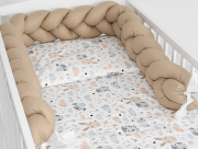 3 el.Pościel do łóżeczka 120x90 "Nature&Flowers" (sowa i zajączek +beżowy warkocz)