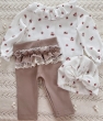 Spodnie bawełniane z falbankami brązowe vanilla/cream z beżową falbanka - 6