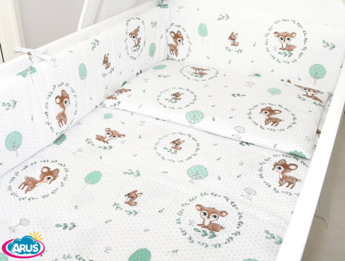 ARUŚ 3 el. pościel do łóżeczka 120*90 (146-wianuszki zielone)