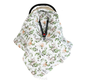 Otulacz śpiworek 100x100 z kapturkiem do fotelika velvet/bawełna (beżowy +wiewiórka ruda)