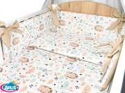 5 el.Pościel do łóżeczka 120x90 dwustronna "KOKARDKA" (jeżyki beżowe +beż)