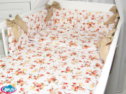 3 el.Pościel do łóżeczka 120x90 dwustronna "KOKARDKA" (dzika róża +bez)