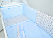 3 el.Pościel do łóżeczka 120x90 "Sweet" niebieska koronka