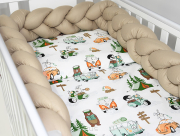 3 el.Pościel do łóżeczka 120x90 "Nature&Flowers" (kemping zielony +beżowy warkocz)