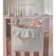 Przybornik na łóżeczko z falbanką "Lovely line" (mięta)