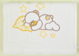 Ręcznik kąpielowy z haftem 55x72 (żółty miś z łatką)