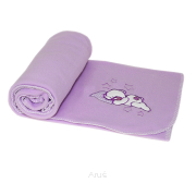 Koc kocyk polarowy 105x80 (liliowy miś z łatką)