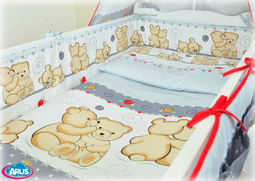 ARUŚ 3 el. pościel do łóżeczka 120*90 (107-popielaty teddy)