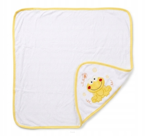Okrycie kapielowe ręcznik + myjka 80x90 (białe+żólta zabka)