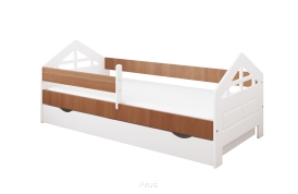 Łóżko dziecięce z szufladą z barierką 160X80 BONNIE biały olcha