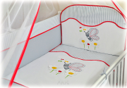 2 el.Pościel do łóżeczka 120x90 "PASKI" (motylek)