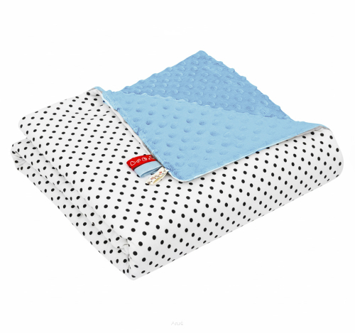 Koc kocyk pled pledzik MINKY 75x100 (popiel +czarne kropki)