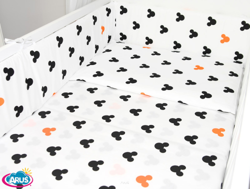 ARUŚ 5 el. pościel do łóżeczka 120*90 (155-myszki z pomarańczem)