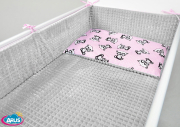 3 el.pościel do łóżeczka 120x90 "MINKY" (popiel+pandy czarne na różu)