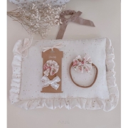 Zestaw opaska bezuciskowa + spinki 2szt (różyczki + koronka)