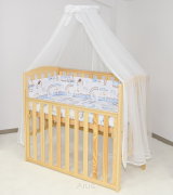 10el. Łóżeczko opuszczany bok TOBIASZ 100x50 kolor naturalny + materac + posciel