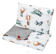 Pościel do wózka / kołyski MINKY (popiel +lis w samolocie)