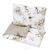 Pościel do wózka / kołyski MINKY (beżowy +kwiat bawełny)