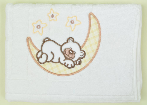 Ręcznik kąpielowy z haftem 55x72 (kremowy miś na księżycu)