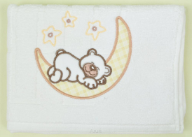 Ręcznik kąpielowy z haftem 55x72 (kremowy miś na księżycu)