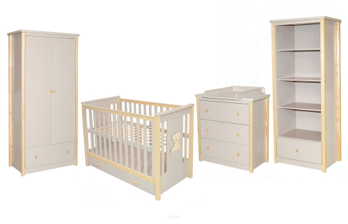 Zestaw, komplet mebli dziecięcych DIEGO 4 łóżeczko +komoda +szafa +regał (kaszmir/sosna)