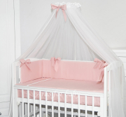 6 el. Pościel do łóżeczka Tobiasz bez baldachimu (koronka róż pudrowy)
